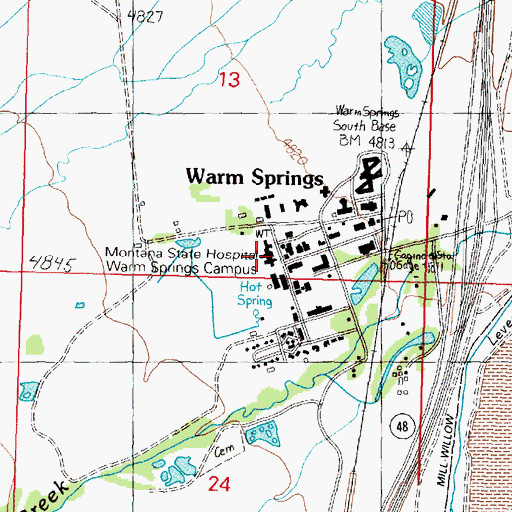 Topographic Map of Montana State Hospital Warm Springs Campus, MT