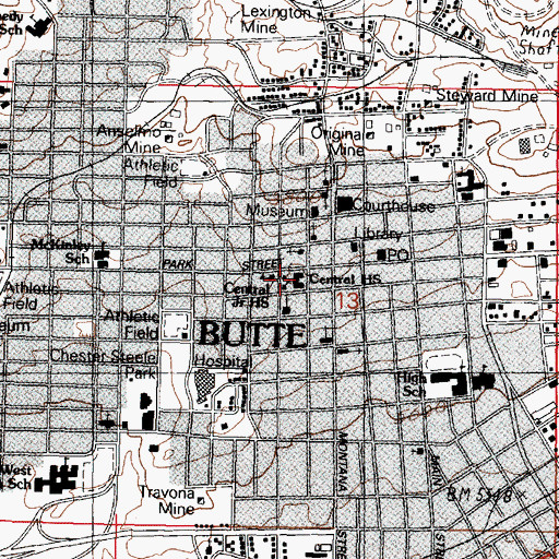 Topographic Map of Central Junior High School, MT