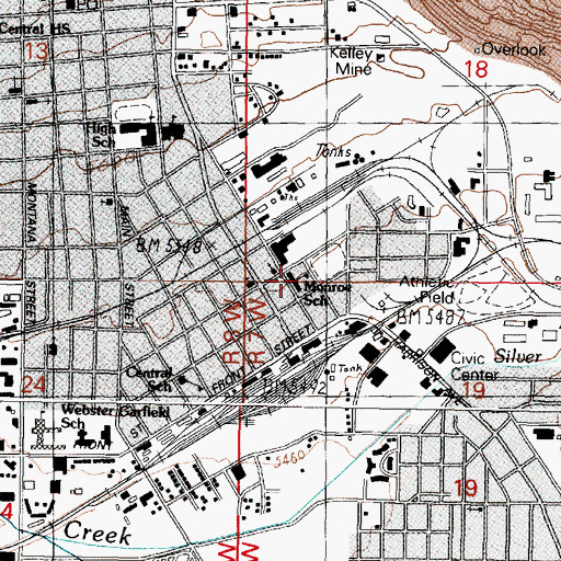 Topographic Map of Monroe School (historical), MT