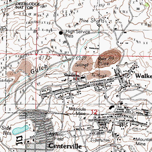 Topographic Map of Sherman School (historical), MT