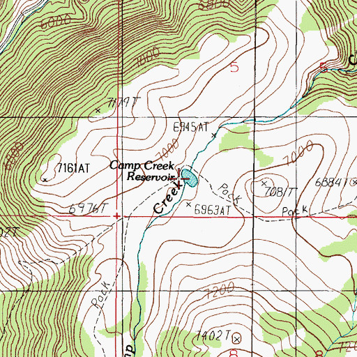 Topographic Map of Camp Creek Reservoir, MT