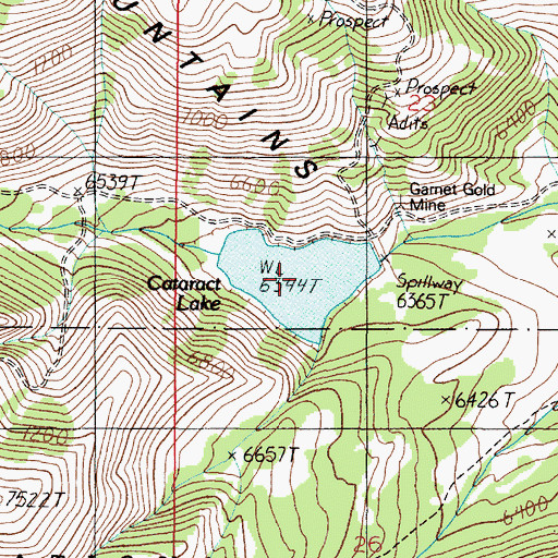 Topographic Map of Cataract Lake, MT