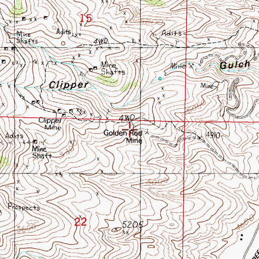 Topographic Map of Golden Rod Mine, MT
