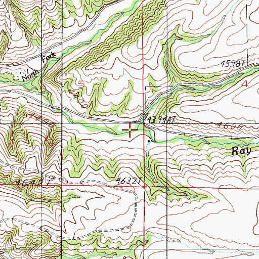 Topographic Map of Middle Fork Ray Creek, MT