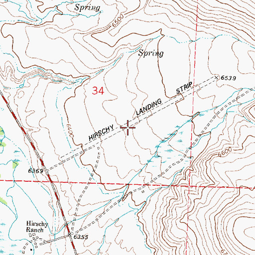 Topographic Map of Hirschy Landing Strip (historical), MT