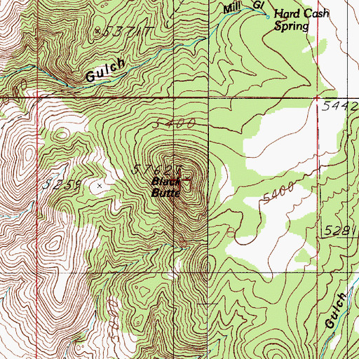 Topographic Map of Black Butte, MT