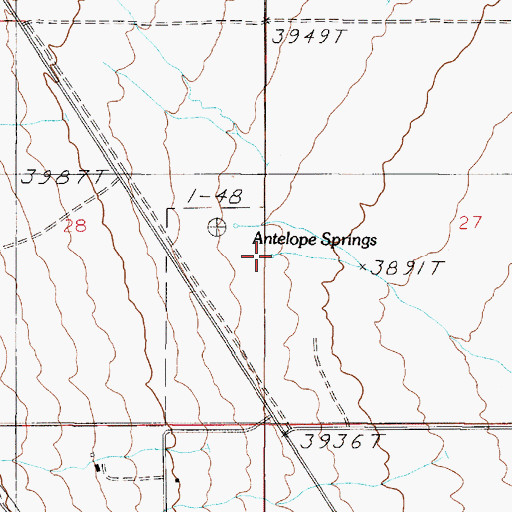 Topographic Map of Antelope Springs, MT