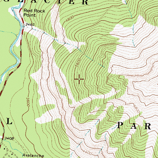 Topographic Map of Waterton-Glacier International Peace Park, MT