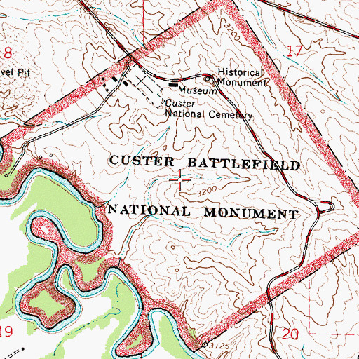 Topographic Map of Little Bighorn Battlefield National Monument, MT