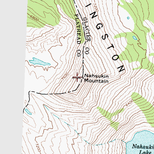 Topographic Map of Nahsukin Mountain, MT