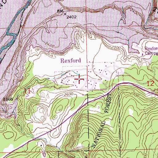 Topographic Map of Rexford, MT