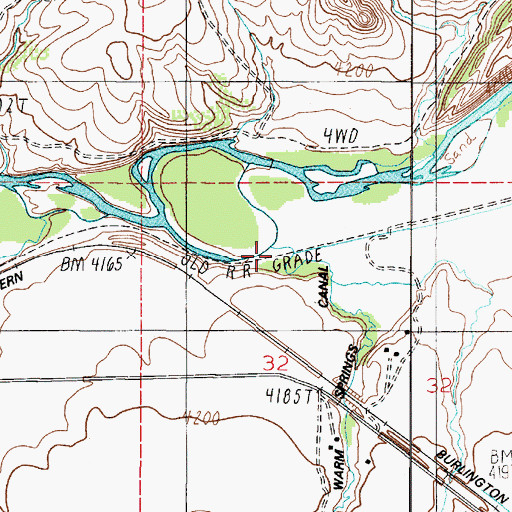 Topographic Map of Warm Springs Canal, MT