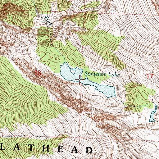 Topographic Map of Sonielem Lake, MT
