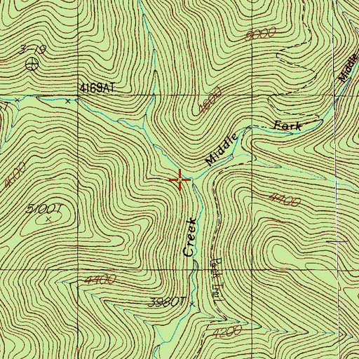 Topographic Map of Middle Fork Savanac Creek, MT