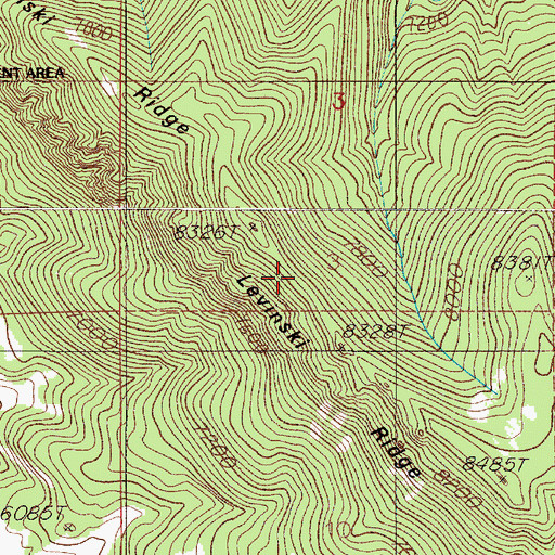 Topographic Map of Levinski Ridge, MT