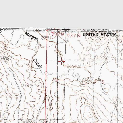 Topographic Map of Morgan Creek, MT