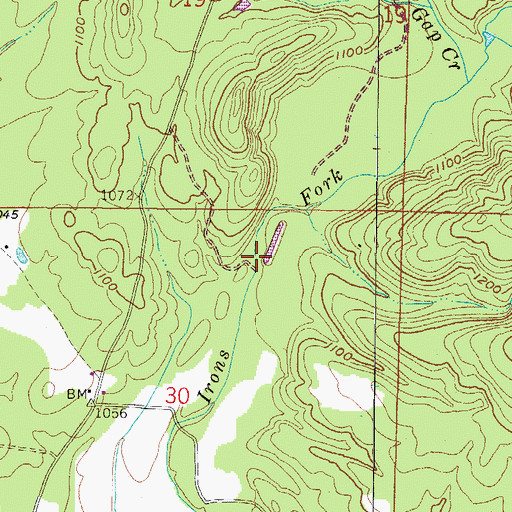 Topographic Map of Irons Fork Creek Watershed Site 1 Dam, AR