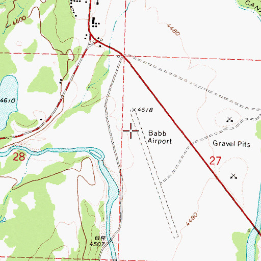 Topographic Map of Babb Airport, MT