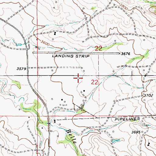 Topographic Map of Belle Creek Airport (historical), MT