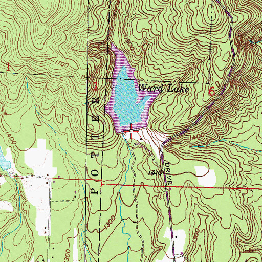Topographic Map of Ward Lake Dam, AR