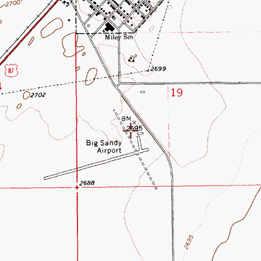 Topographic Map of Big Sandy Airport, MT