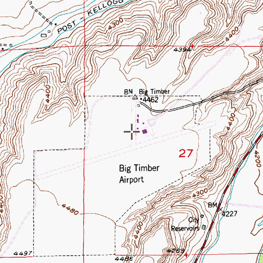 Topographic Map of Big Timber Airport, MT