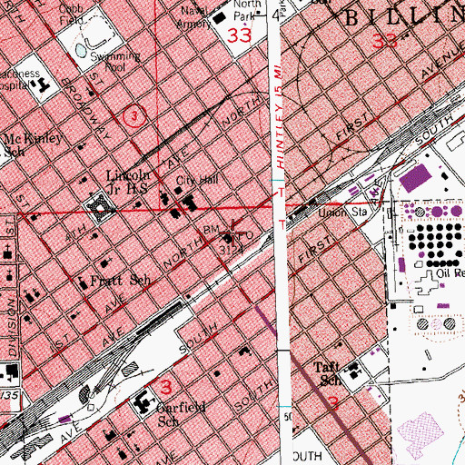 Topographic Map of Saint Vincent Hospital Heliport, MT