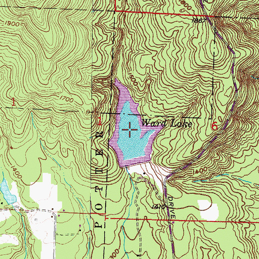 Topographic Map of Ward Lake, AR