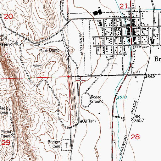Topographic Map of Bridger Municipal Airport, MT