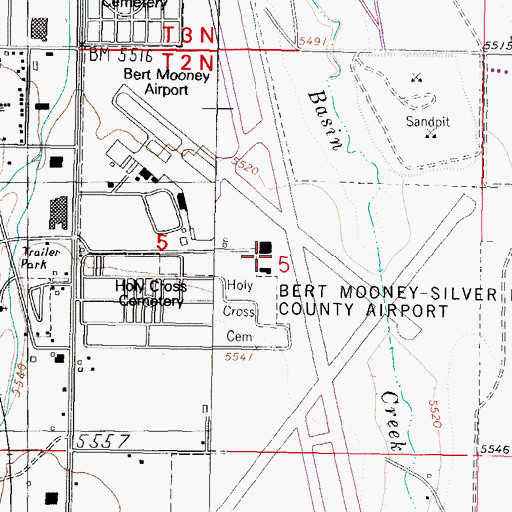 Topographic Map of Butte Aero Heliport, MT