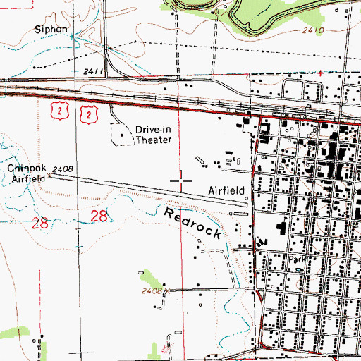 Topographic Map of Edgar G Obie Airport, MT