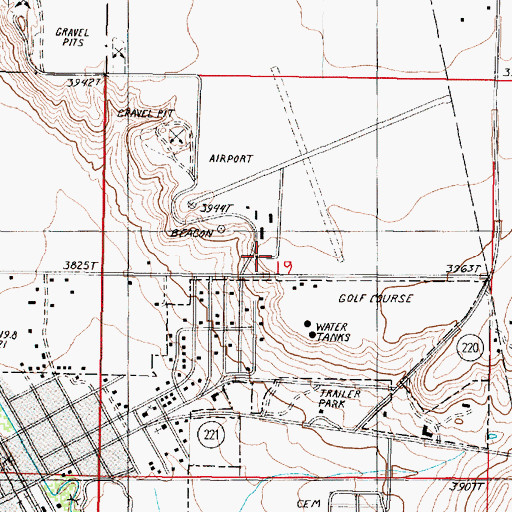 Topographic Map of Choteau Airport, MT