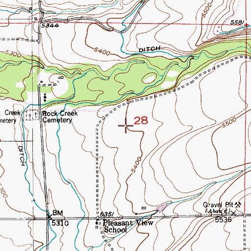 Topographic Map of Crazy Mountain Ranch Airport (historical), MT