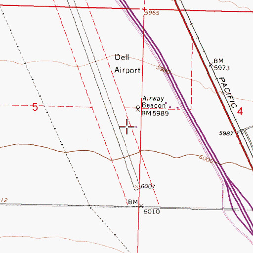 Topographic Map of Dell Flight Strip, MT