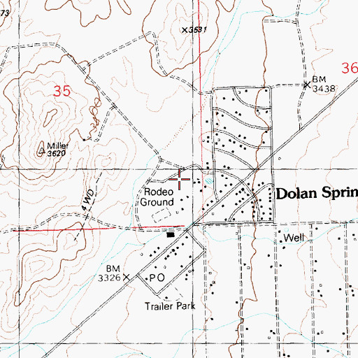 Topographic Map of Miller Ranch, AZ