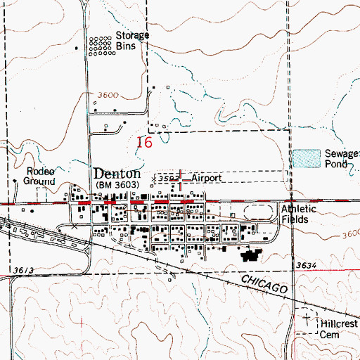 Topographic Map of Denton Airport, MT