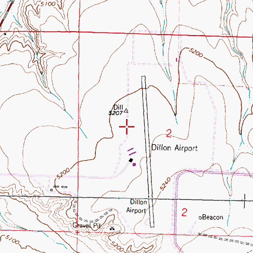 Topographic Map of Dillon Airport, MT