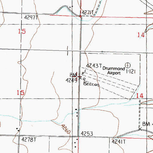 Topographic Map of Drummond Airport, MT