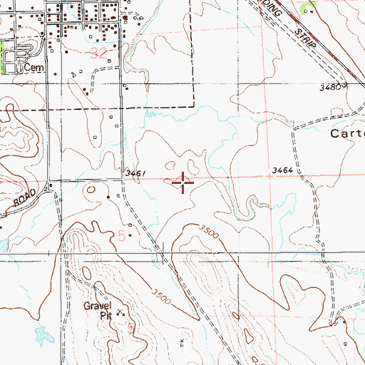 Topographic Map of Ekalaka Airport, MT