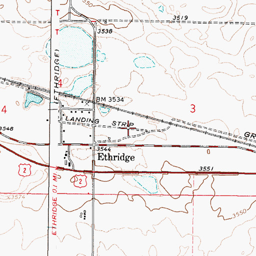 Topographic Map of Torgerson Airport, MT