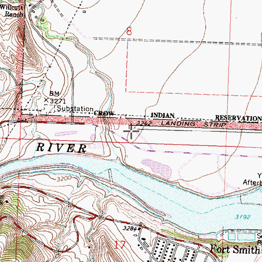 Topographic Map of Fort Smith Landing Strip, MT