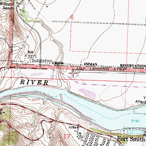 Topographic Map of Fort Smith Landing Strip, MT