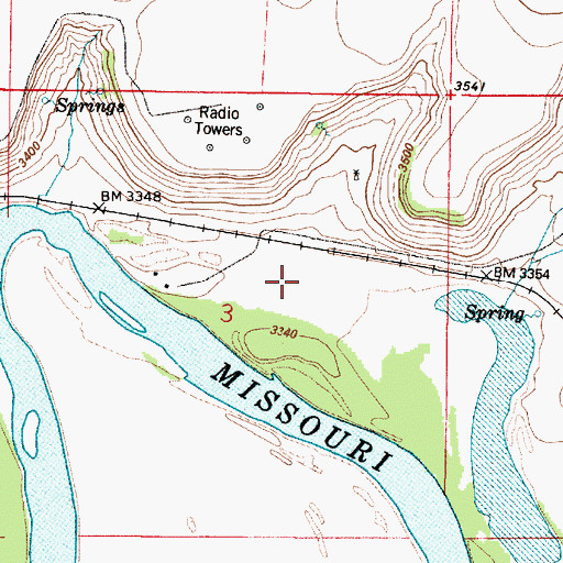 Topographic Map of Buchanan Ranch Airport (historical), MT