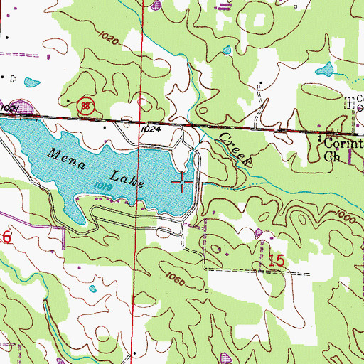 Topographic Map of Lake Mena Dam, AR