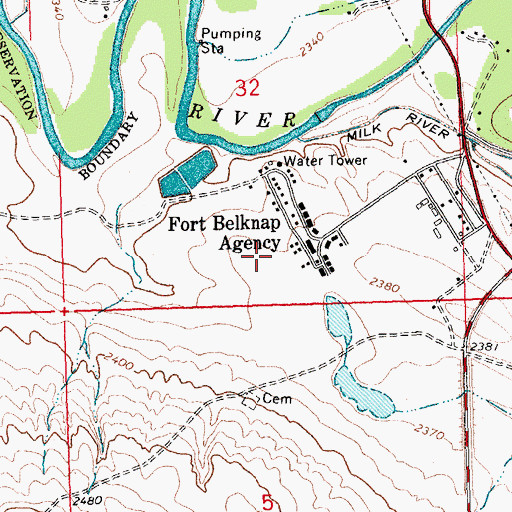 Topographic Map of Fort Belknap Agency Airport, MT