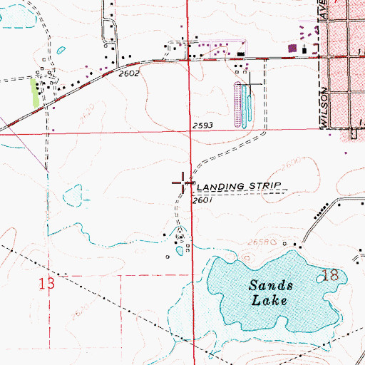 Topographic Map of Sands Ranch Airport (historical), MT