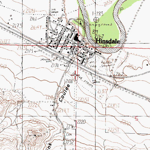 Topographic Map of Hinsdale Airport, MT