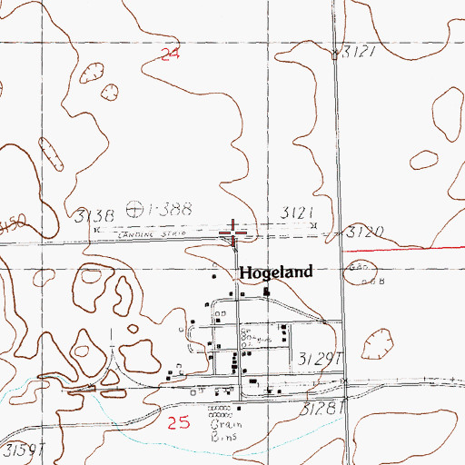 Topographic Map of Hogeland Airport, MT