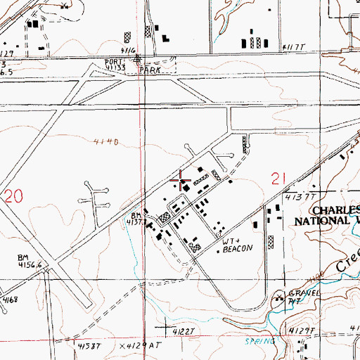 Topographic Map of Lewistown Municipal Airport, MT