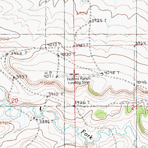 Topographic Map of Holland Ranch Airport (historical), MT